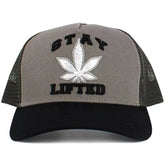 Stay Lifted 420, Pot Leaf, Cannabis Weed, Gray & Black Snapback Hat